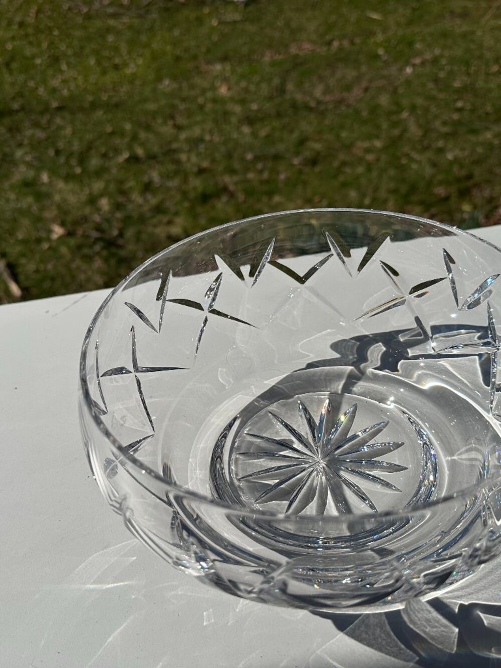 #7428  ANTIQUE   ATLANTIS CRYSTAL BOWL FERNANDO PATTERN VINTAGE